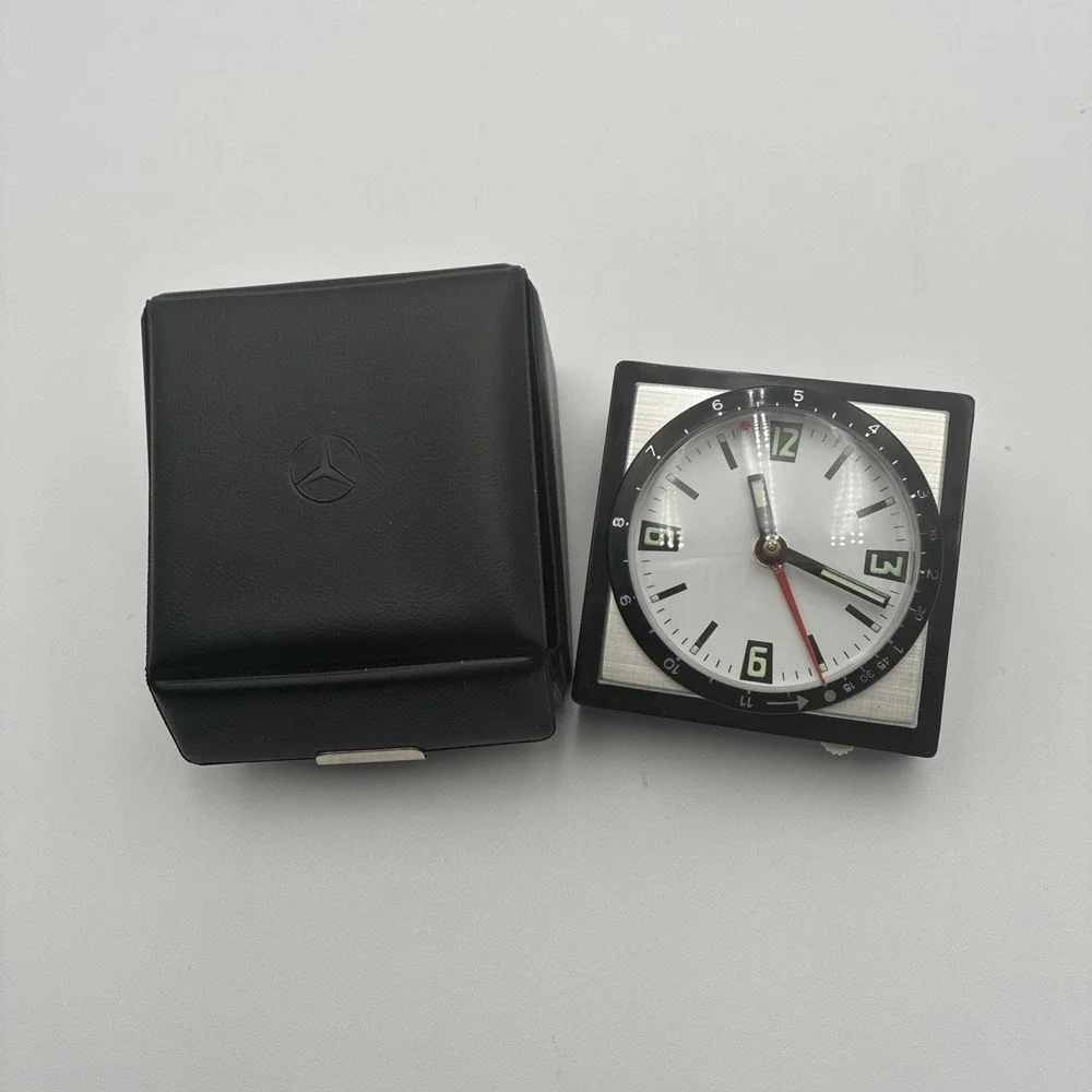 Mercedes clocks company  Vintage Travel Alarm Clock Analog Manual Wind with Case